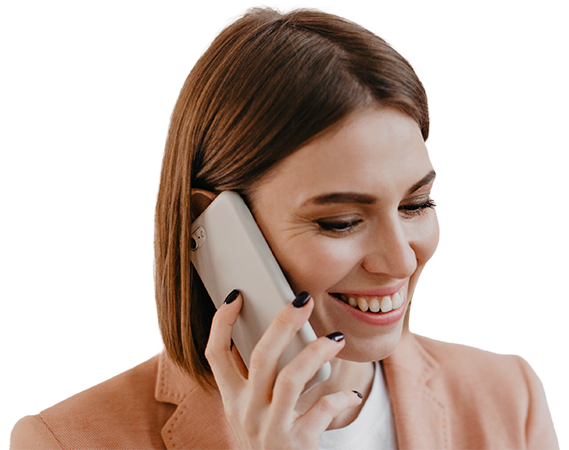 Contact Lynka Customer Service - Friendly support for decoration techniques Smiling woman talking on the phone, representing customer service support